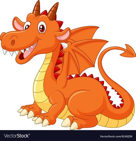Illustration Of Cartoon Dragon Posing On White Background Download A