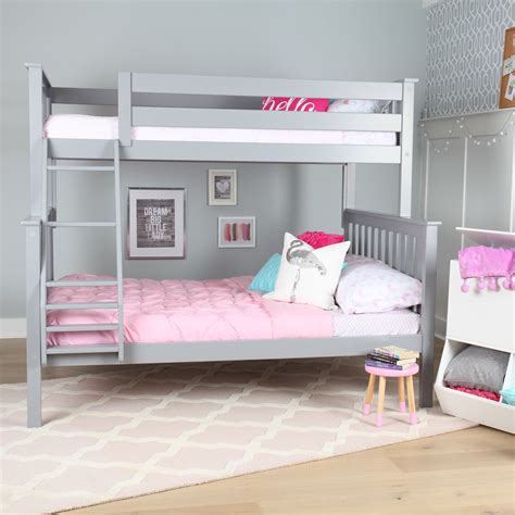 Max And Lily Solid Wood Twin Over Full Bunk Bed Grey Maxwood