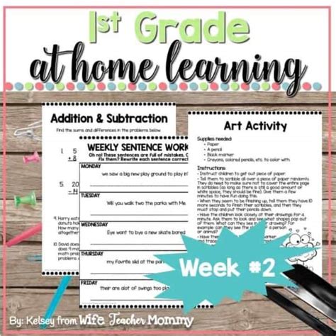 Distance Learning First Grade At Home Learning Packet