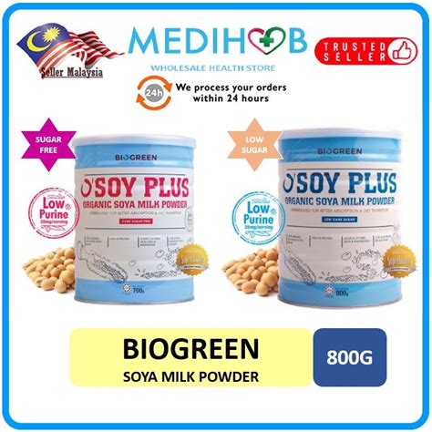 Organic Biogreen Osoy Plus Organic Soya Milk Powder 700g800g Cane Sugar Free Exp 102024