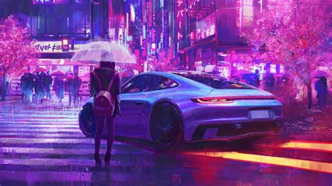 Girl Night Raining City Car 4k 43049 Wallpaper