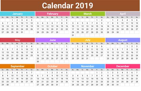 calendar  monday start template