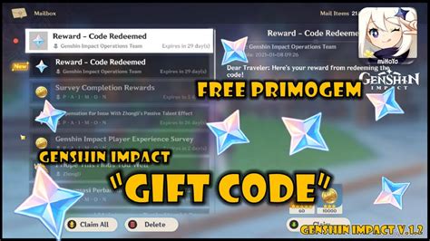 Players can redeem the codes on the official genshin site's gift page. Genshin impact new! Repeat-able Redeem Gift code? free Primogem - Game videos