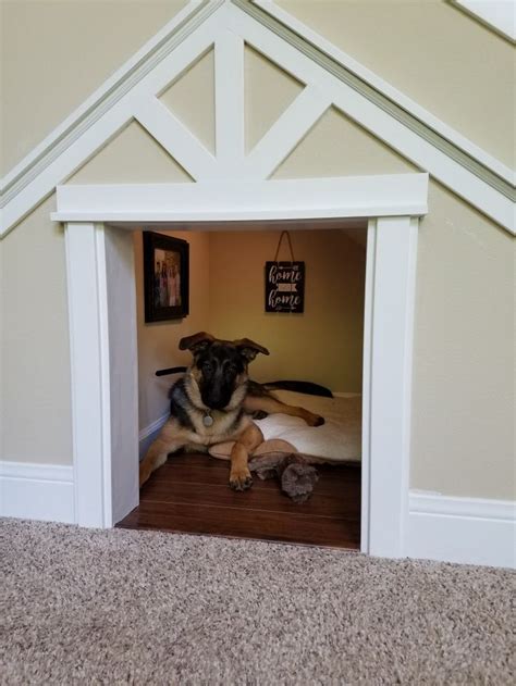 Indoor Dog House We Utilized The Empty Space Under Our Stairs We Are