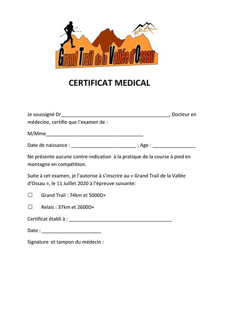 Modèle Certificat Médical Gtvo