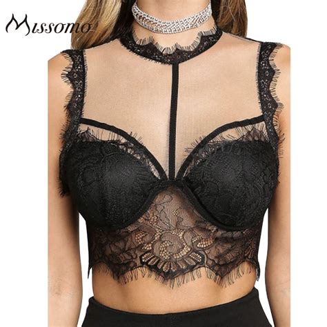 missomo 2017 new fashion women black sexy push up lace trim bralettes semi sheer underwear soft