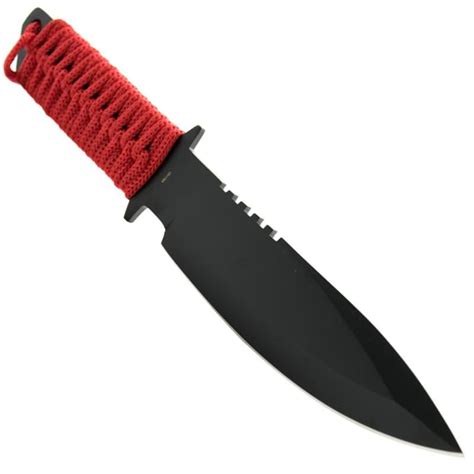 Military Night Hunter Hunting Knife Red Para Cord Wrapped Handle Full Tang