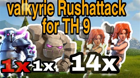 Clash Of Clans Valkyries Rush Attack With Low Heros Youtube