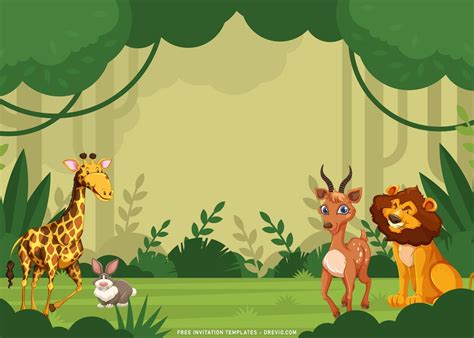10 Safari Jungle Animals Baby Shower Invitation Templates Download