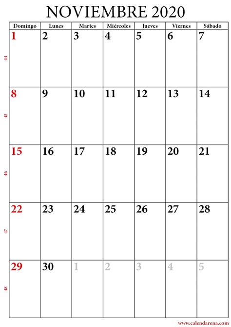 Calendario Noviembre 2020 Para Imprimir Erika Compute