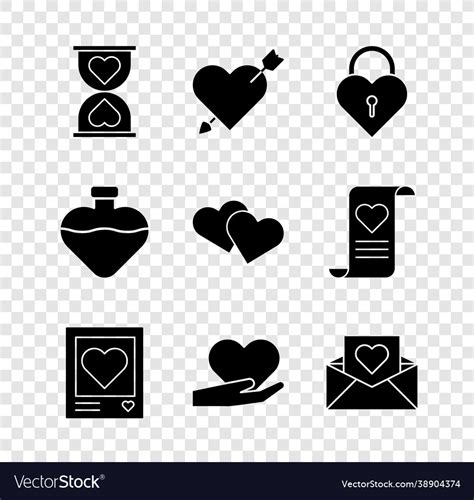 Set Heart In Center Hourglass Amour Royalty Free Vector