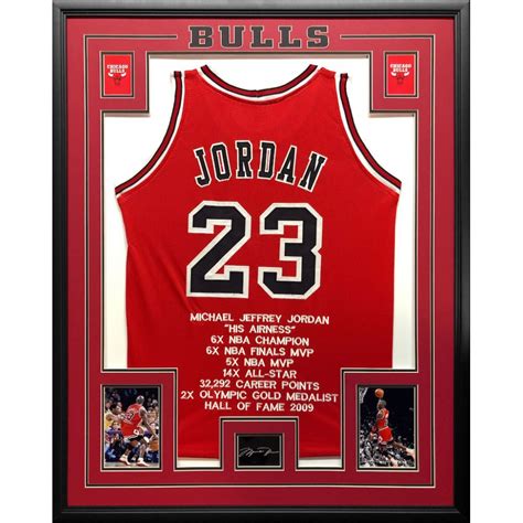 Michael Jordan 345x425 Custom Framed Stat Jersey Pristine Auction