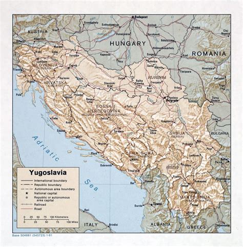 Large Detailed Political Map Of Yugoslavia With Relief Roads