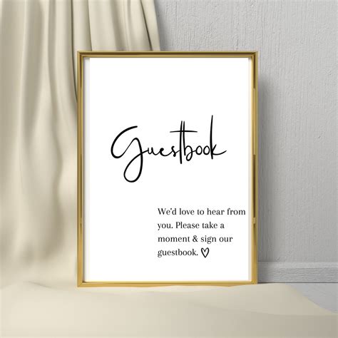 Guestbook Sign Minimalistic Printable Digital File Available Etsy