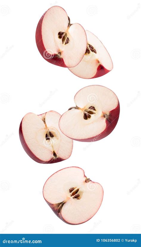 Red Apple Slices Isolated On A White Background Stock Photo Image Of