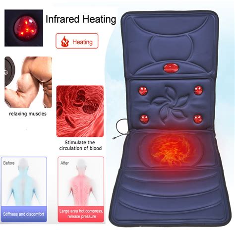 imeshbean electric massage cushion mat memory foam massage mat with heat waist therapy heating