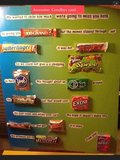 Make meaningful moments even more personal with handcrafted card making ideas that capture the mood and show loved ones how much you care. goodbye card - Google Search | Goodbye gifts, Candy bar ...