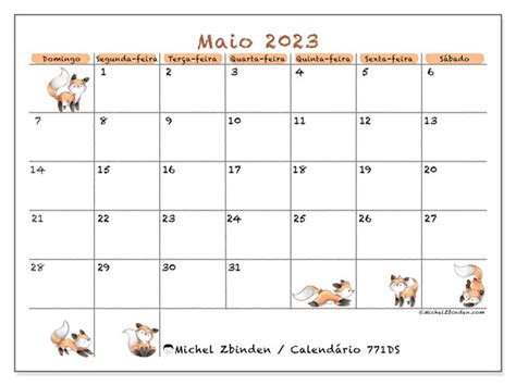 Calendário De Maio De 2023 Para Imprimir “48ds” Michel Zbinden Pt