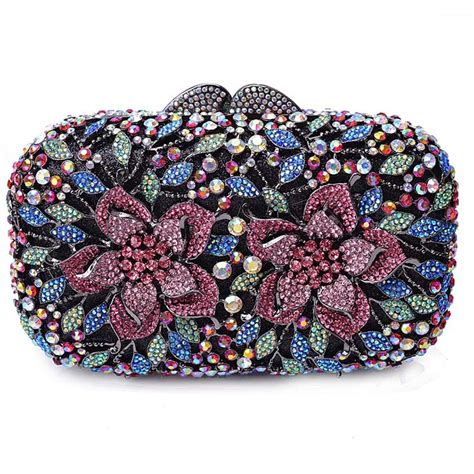Newest Luxury Crystal Clutch Bag Flower Female Evening Bag Rhinestone