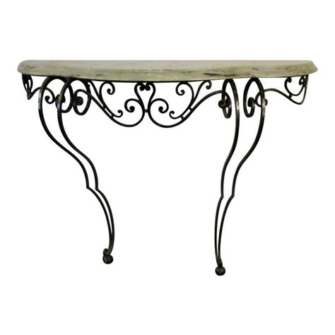 Wrought Iron And Marble Two Legged Console Table Home Decor Furniture