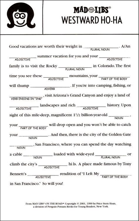 Mad Libs On The Road Additional Photo Inside Page