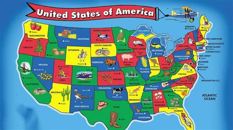 50 States Usa Map United States Map Colorful Map Childrens United