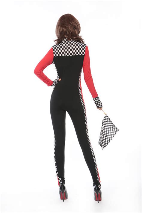 Long Sleeve Spandex Women Race Car Costume Jumpsuit Sexy Race Car