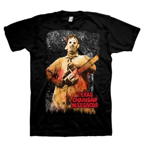 Texas Chainsaw Massacre Mens Black Leatherface T Shirt Ebay