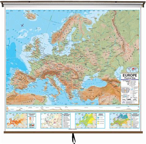 Europe Classroom Maps Indvidually Mounted On Spring Rollers