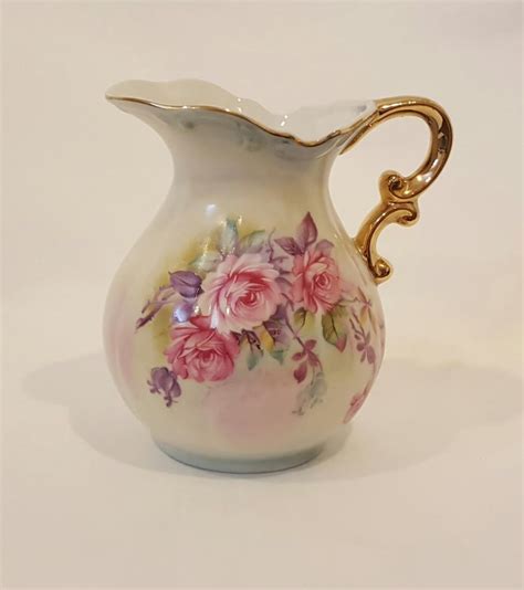 Lefton China Vintage Hand Painted Pitcher Japan Floral Pattern Leftonchina Porcelain Decor