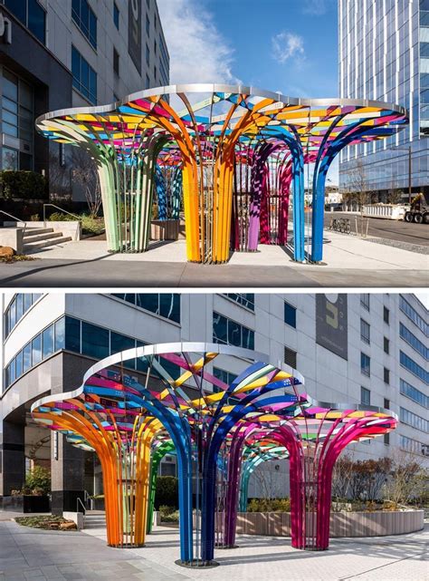 A Colorful Sculpture Named ‘spectral Grove Has Been Installed In