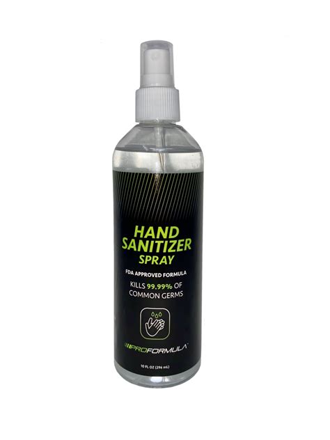 As stated by the brand, this hand sanitizer is 'tough on germs yet gentle on hands.' free of alcohol, this disinfectant helps moisturize the skin and keeps your hands. LIQUID SPRAY HAND SANITIZER 10oz - ProFormula