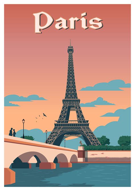 Paris Travel Poster Vintage Wall Art France Print Paris Travel Poster