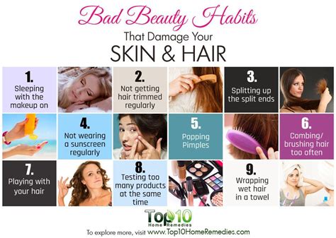 10 Bad Beauty Habits That Damage Your Skin And Hair Top 10 Home Remedies