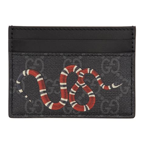 Buy gucci wallets & card holders and get free shipping & returns in usa. Gucci Canvas Grey And Black Snake GG Supreme Card Holder ...