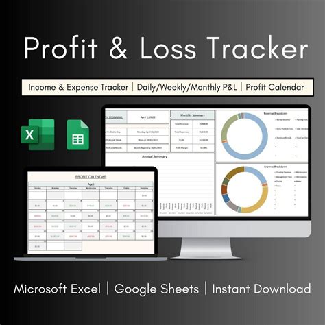 Profit And Loss Tracker Spreadsheet Template For Excel And Etsy Small