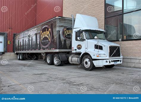 Semi Truck Parked At Founders Brewing Company Editorial Photography