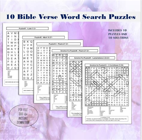 Bible Verse Word Search Puzzles 10 Bible Verses For Adults Etsy Israel