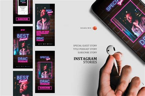 We add new mockups every day. Podcast Template Neon Style Insta | Creative Instagram ...