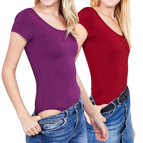 Thelovely Women Juniors Solid Short Sleeve Scoop Neck Cotton