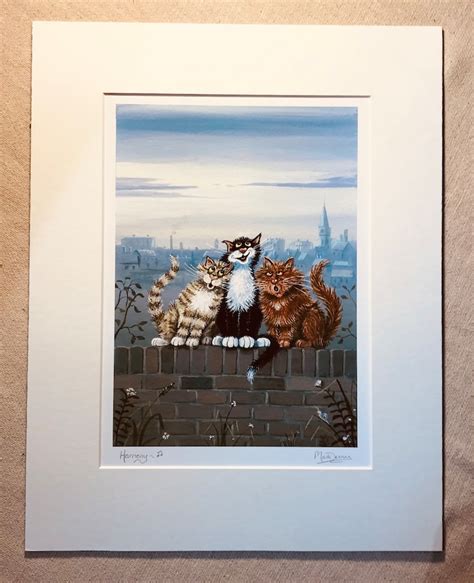 Harmony Cats Chorus Signed Print From A Watercolour By Uk Artist Mark