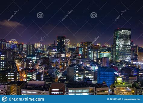 A Night Cityscape At The Urban City In Tokyo Long Shot Editorial Image