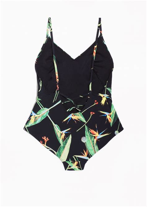 And Other Stories Tropical Strap Back Swimsuit Tropical Print
