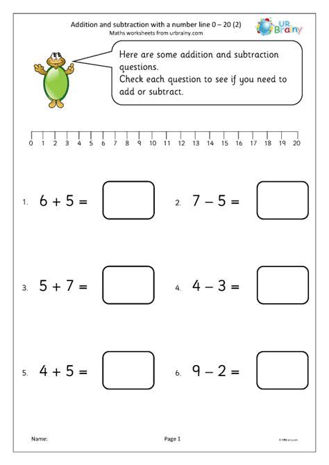 Addition And Subtraction With A Number Line 0 20 2 Subtraction In