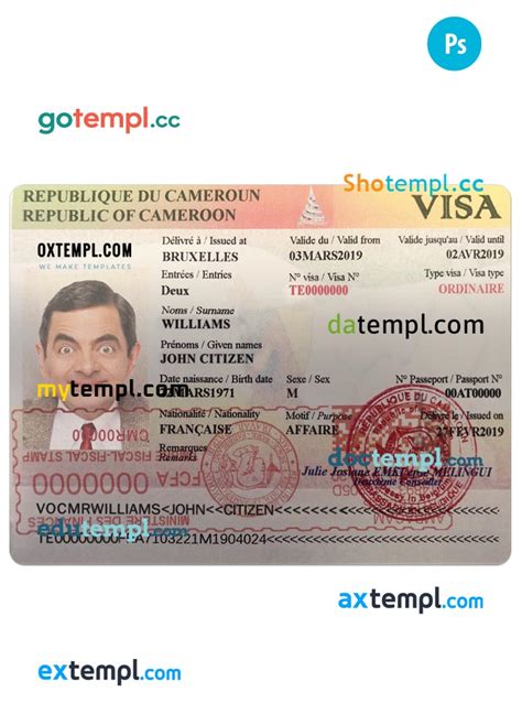 Cameroon Visa Psd Template Completely Editable With Fonts