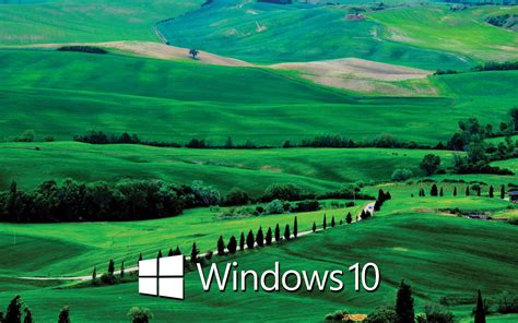 Windows 10 Text Logo On The Green Hills Wallpaper Computer Wallpapers