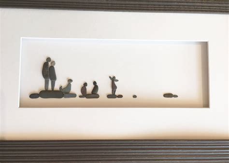 Family of 5 with puppy too pebble art by sharon nowlan 8 by 15 | Pebble art, Wall art sign ...