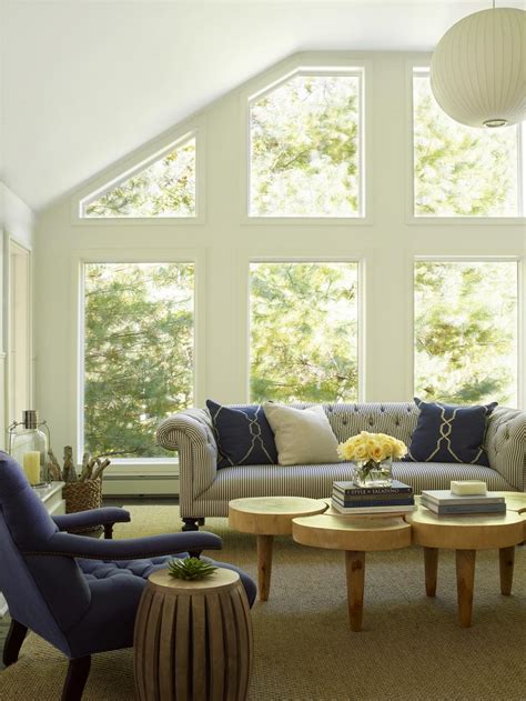 Serene Cottage Living Room With Blue And White Upholstered