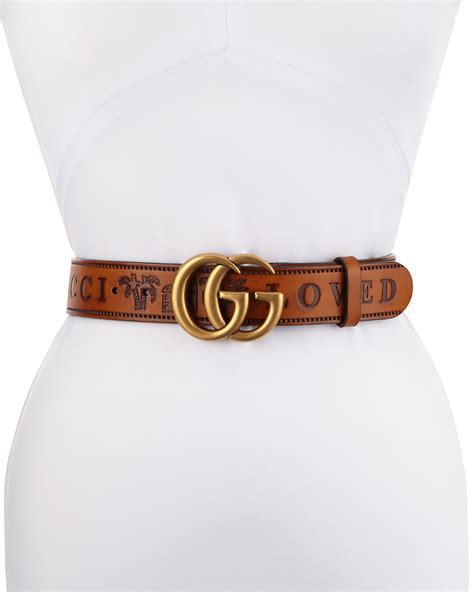 Gucci Gucci Loved Wide Leather Belt W Double Gg Buckle Neiman Marcus