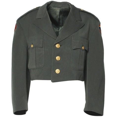 Cropped Green Army Jacket With Paches And Gold Buttons Liked On